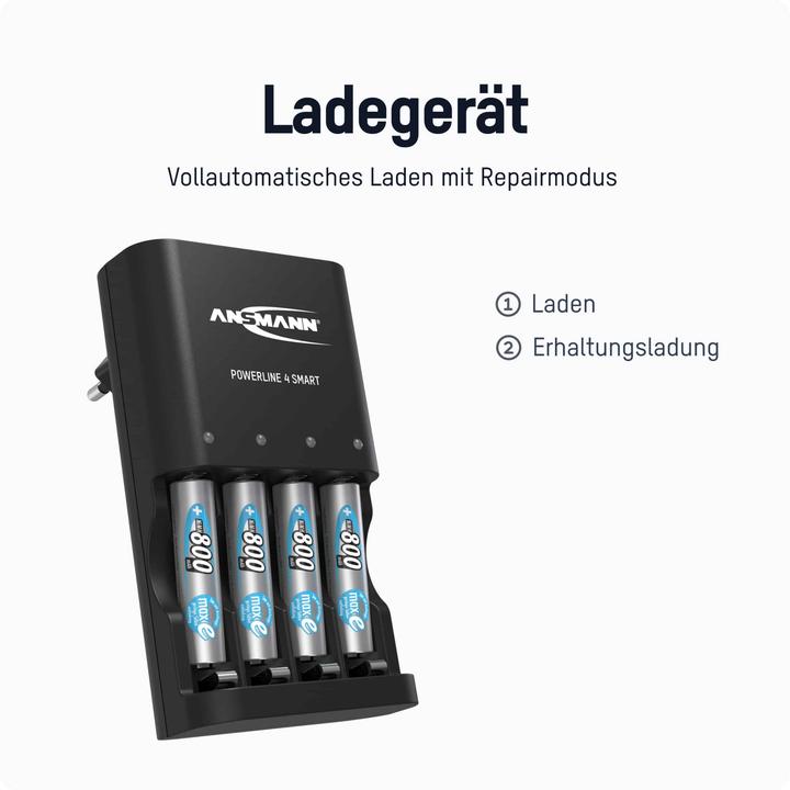 Produktbild Ansmann Akku-Ladeger?t Powerline NiMH/NiCD Mignon AA/Micro AAA (1 Stk., Ladegerät inkl. Akku)