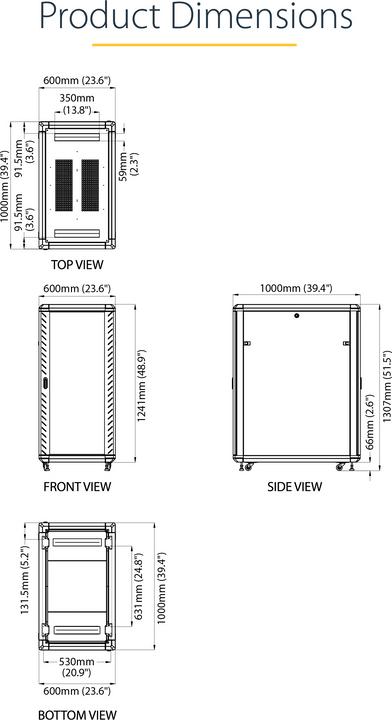 Produktbild StarTech 25U 36IN SERVER RACK CABINET (25 HE, 19 Zoll Rack)