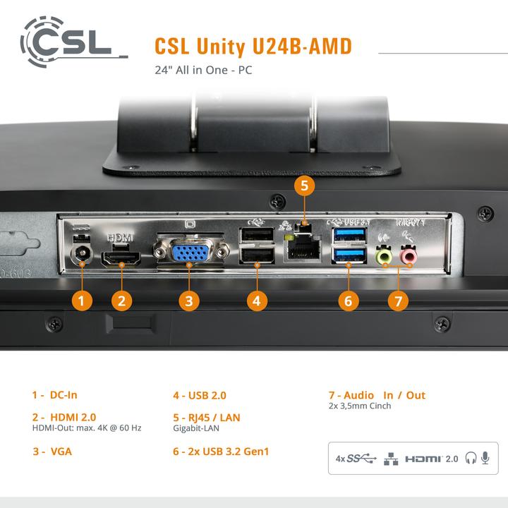 Actual product image CSL All-in-One-PC Unity U24B-AMD / 5700G / 1000 GB / 16 GB / Windows 11 Home (AMD Ryzen 7 5700G, 16 GB, 1000 GB, AMD Radeon Graphics)