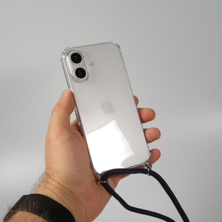 Produktbild PhoneLook Hülle Gummi transparent mit Seil blau (Apple iPhone 16 Plus)