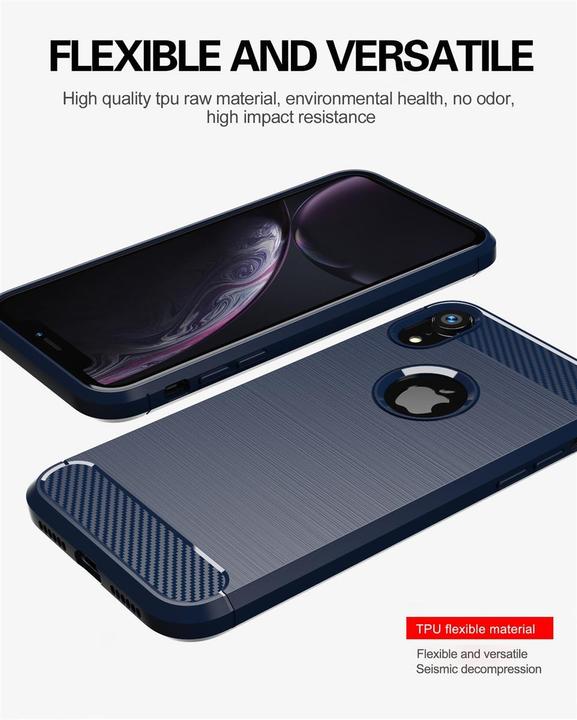 Actual product image Cadorabo TPU Ultra Slim carbon stainless steel Combi Cover (Apple iPhone XR)