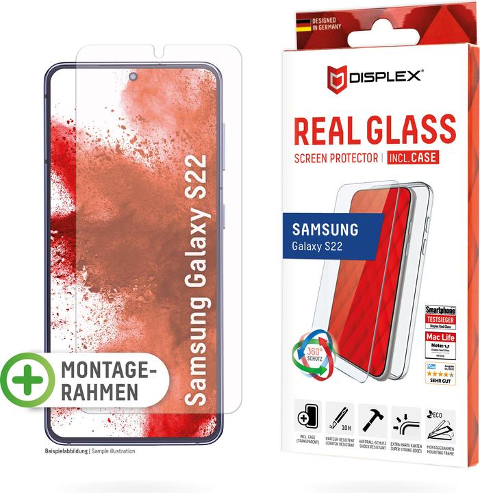 Produktbild Displex Real Glass, 2D Panzerglas + Handyhülle (1 Stück, Samsung Galaxy S22+)
