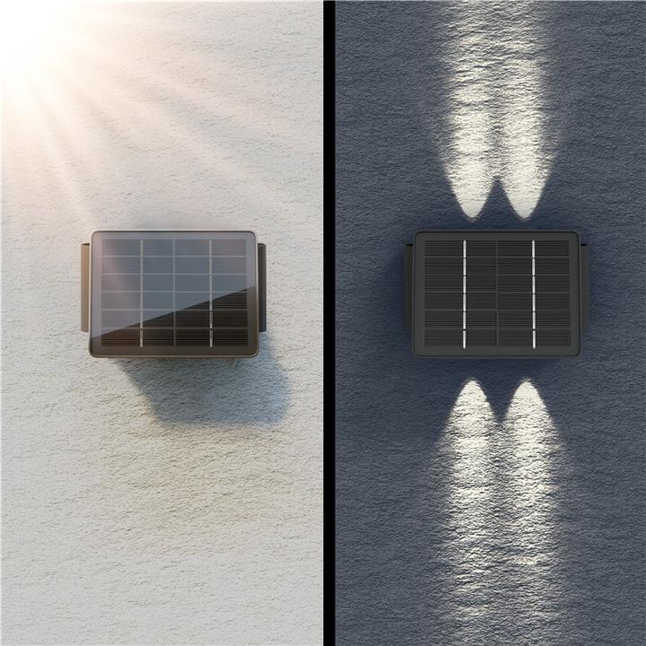 Actual product image Goobay Quadros LED solar wall light, black (50 lm, IP44)
