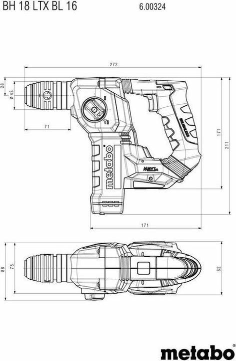 Productafbeelding Metabo BH 18 LTX BL 16 (Oplaadbare batterij)