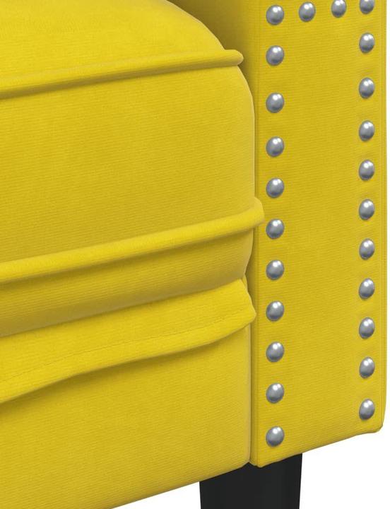 Actual product image VidaXL Chesterfield sofa bolsters 3-seater couch upholstered sofa yellow velvet (Chesterfield)