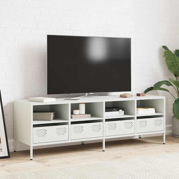 Produktbild VidaXL TV Schrank Lowboard Fernsehschrank Fernsehtisch Weiss Kaltgewalzter Stahl (135 x 39 x 43.5 cm)
