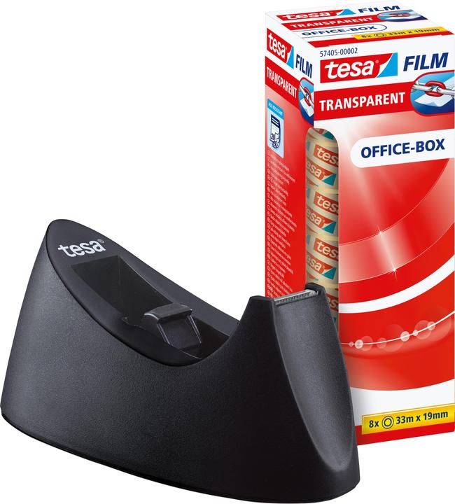 tesa Dérouleur de table EASY CUT CURVE, antidérapant, 8 rouleaux de tesafilm inclus