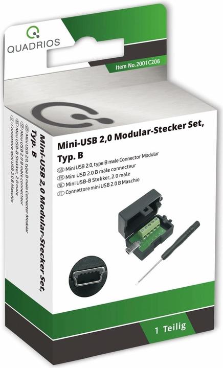 Productafbeelding Quadrios Mini-USB 2.0 Modulaire Stekkerset, Type B Stekker, Recht 2001C206 Inhoud: 1 st.