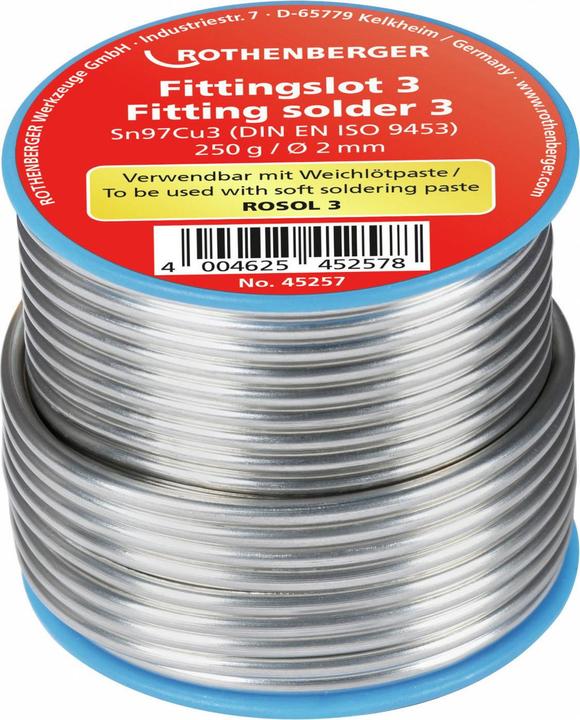 Immagine prodotto Rothenberger Bobina di saldatura S-Sn97Cu3 S-Sn97Cu3 250 g 3 mm (Kit bobina di saldatura)