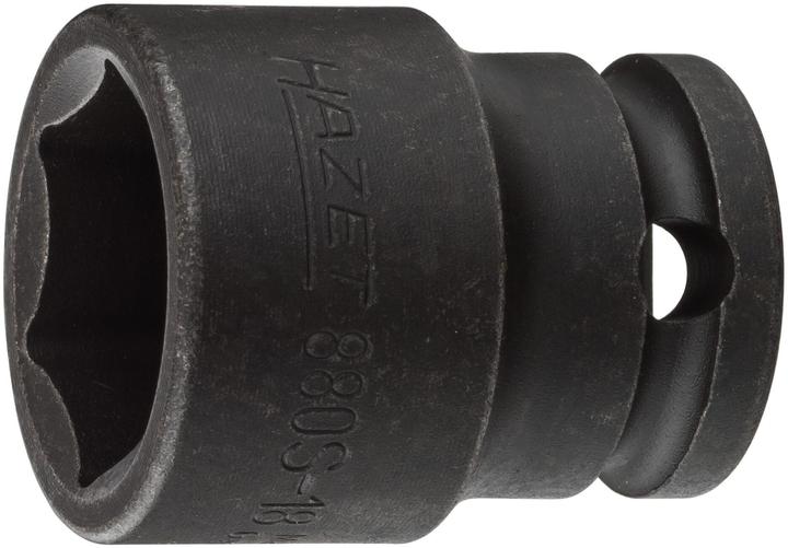 HAZET Impact socket ∙ hexagon 880S-18 ∙ Square, hollow 10 mm (3/8 inch) ∙ Outside hexagon traction … (18 mm)