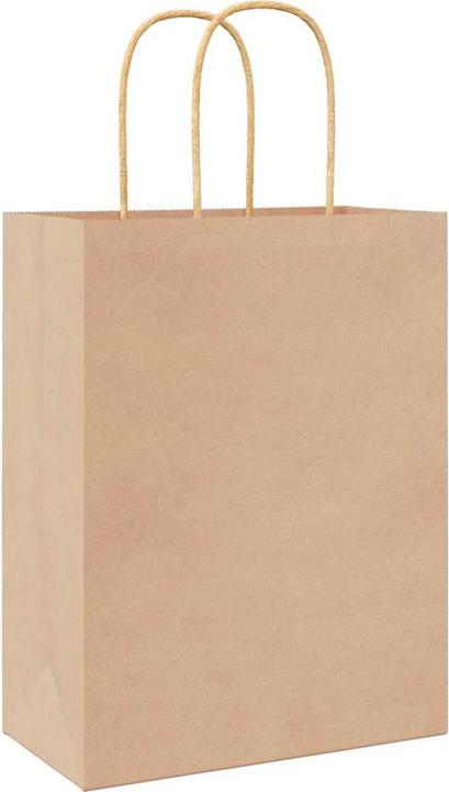Produktbild VidaXL Kraftpapiertüten 50 Stk. mit Henkel Braun 22x11x28 cm Papiertüte (Geschenktüte, 50 x)