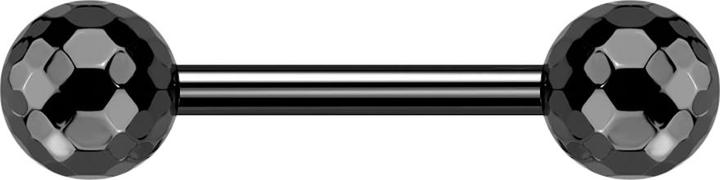 Image du produit Star Piercing Threadless Barbell noir avec deux boules disco noir (sans laiton, Titane G23)