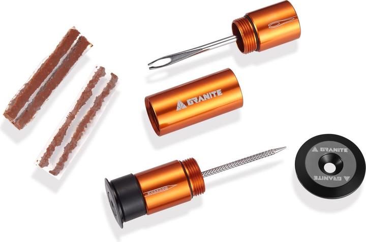 Produktbild Granite Stash Tire Plug, Tubeless Repair Kit, Werkzeug und Flicken verstaut im Lenker, ORANGE