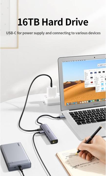 Produktbild Ugreen Gigabit Ethernet Adapter Hub mit USB PD (USB-C, 4 Ports)