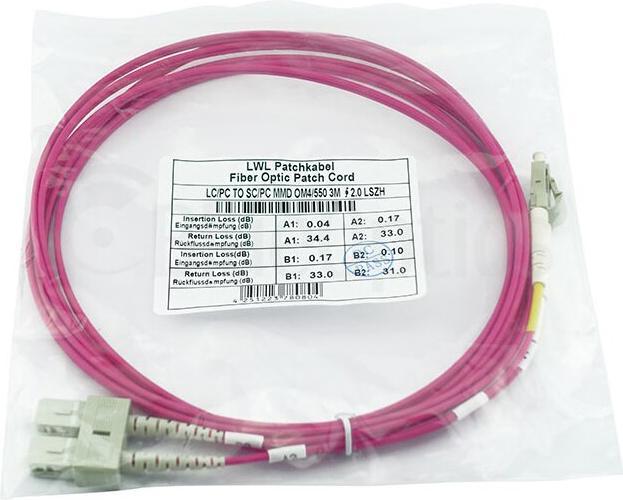 Actual product image CBO Fibre optic patch cable LC / SC MM OM4 magenta 15.0m (CAT6, 15 m)
