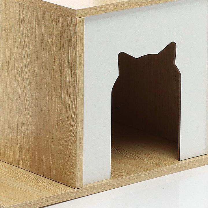 Actual product image Fudajo Cat Tree Wooden Beige 106cm Scratching Post with Cat House Sisal Scratching Trunks and Divans (106 cm, Beige, Wood)