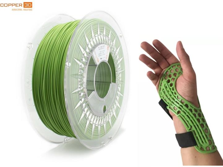 Produktbild Copper 3D COPPER3D Filament PLA PLACTIVE AN1 antibacterial grün 0.75kg 2.85mm (PLA, 2.85 mm, 750 g, Grün)