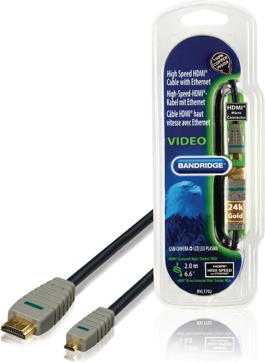 Produktbild Bandridge BLUE Micro-HDMI Kabel (2 m, HDMI)