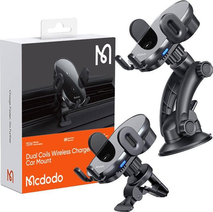 Productafbeelding Mcdodo Draadloze oplader voor in de auto - donkergrijs