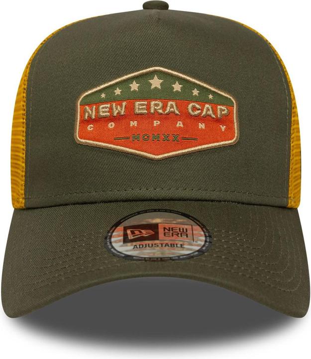 Actual product image New Era A-Frame Mesh Trucker Cap - Brand Patch Oliv (One size)