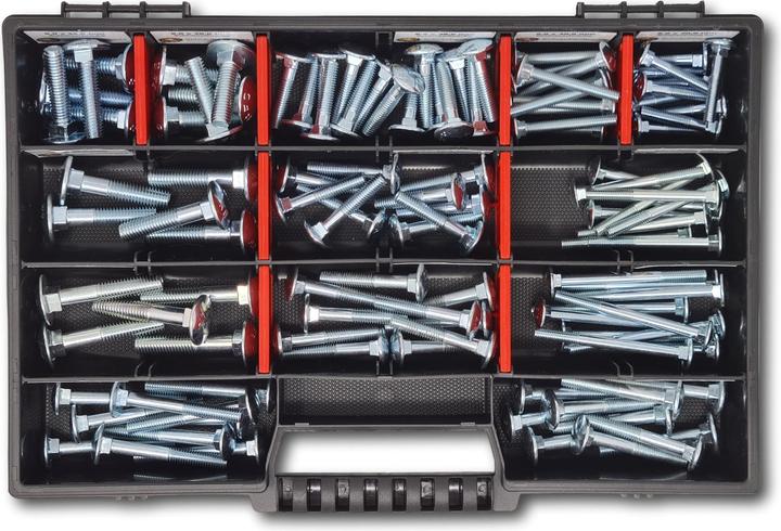Produktbild Schraubenbox24 Flachkopfschrauben Sortiment M5-M6-M8 // 30mm-60mm 115 tlg. Schraubenbox DIN 603 (115 Schrauben pro Stück)