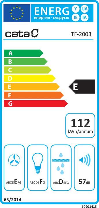 Energy Label Cata Hood TF 2003 Duralum 600 Mechanical panel (Table fan)