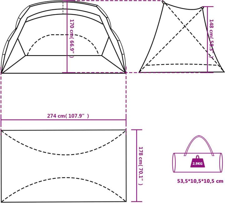Produktbild VidaXL Lyris (Strandzelt + Strandmuschel, 2.90 kg)