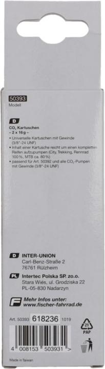 Actual product image Fischer CO2 cartridges set of 2 (Replacement CO2 cartridges)