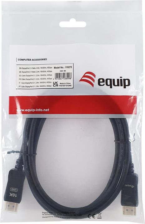 Immagine prodotto equip DisplayPort 2.1 St/St 16K/60Hz comp. HDCP Prem. gr. (2 m, DisplayPort)