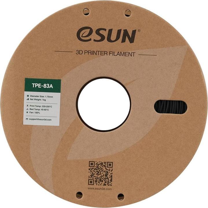Produktbild eSUN TPE-83A eLastic Schwarz flexibles Filament 1.75mm 1Kg (TPE, 1.75 mm, 1000 g, Schwarz)