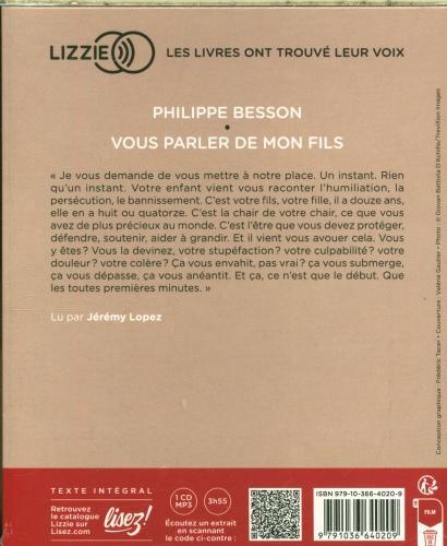 Nährwerte und Zutaten Vous parler de mon fils (Französisch, Besson Philippe, 2025)