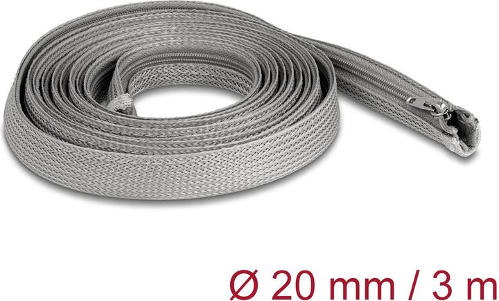Image du produit Delock Gaine tressée avec fermeture éclair résistante à la chaleur 3 m x 20 mm gris (Gaines pour câbles, 300 cm)