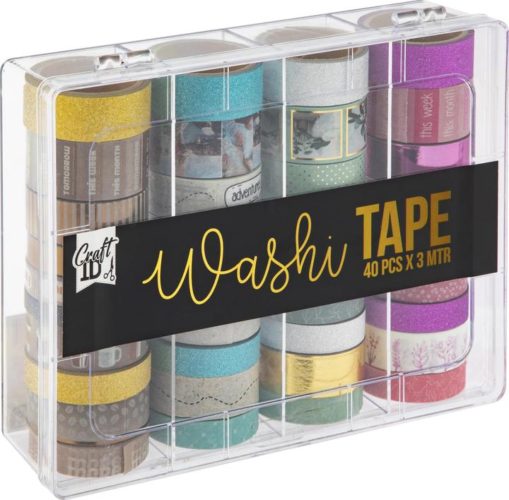 Image du produit Grafix Washi Tape avec boîte de rangement, 40 pcs