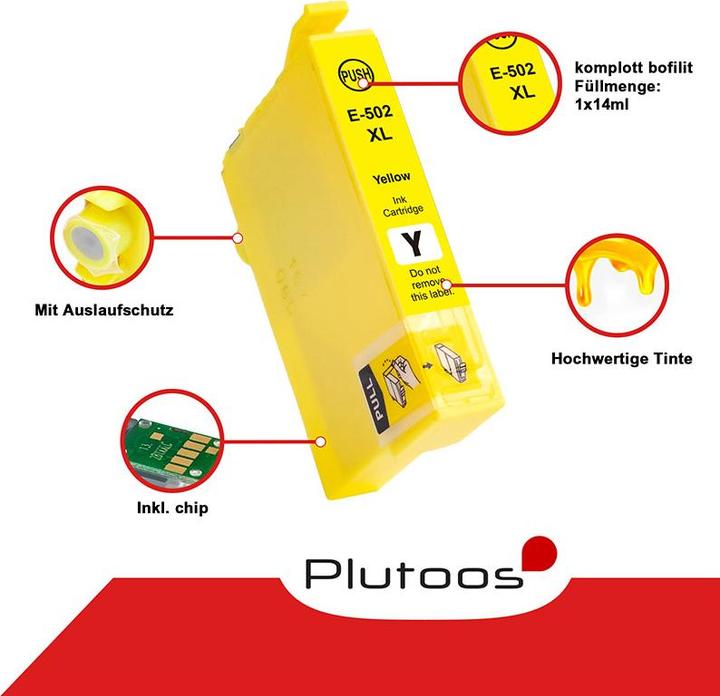 Immagine prodotto Plutoos Cartuccia Epson 502XL XXL compatibile, set di 4 colori (M, Y, C, FC)