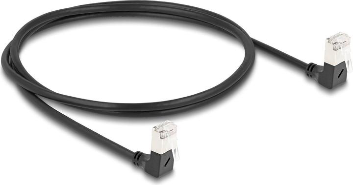 Image du produit Delock Câble réseau RJ45 Cat.6A S/FTP Slim 90° bas / bas (S/FTP, CAT6a, 1 m)