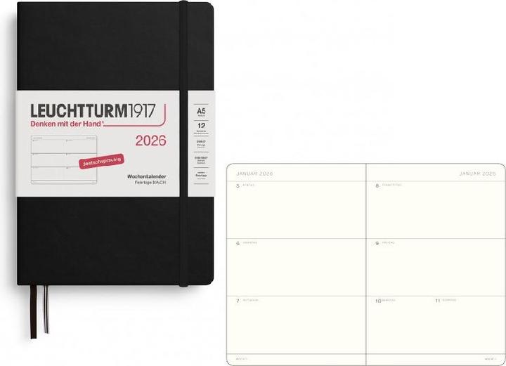 Actual product image Leuchtturm1917 Leuchtturm 1w/2s Medium Hc Schwarz (A5, German)