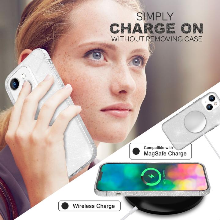 Image du produit Nalia Étui en silicone transparent à paillettes (Apple iPhone 14)