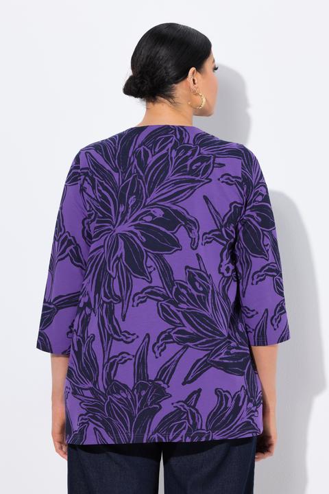 Produktbild Ulla Popken Shirt, Blätter, A-Linie, Tunika-Ausschnitt, 3/4-Arm (50, 52)