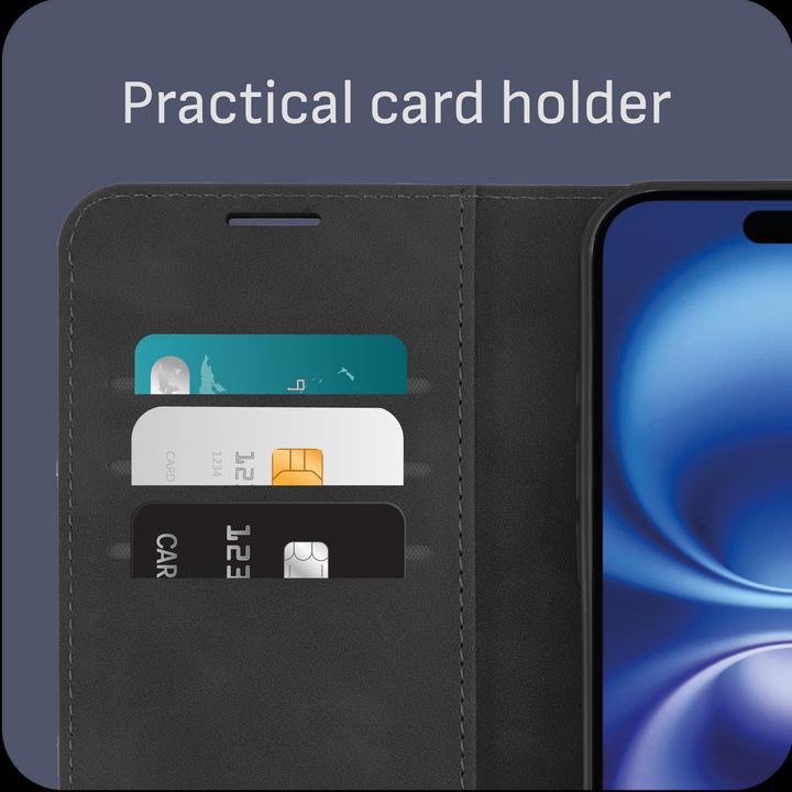 Produktbild Cazy Premium-Geldbörsen-Etui, Magnetisches Geldbörsen-Etui, Kartenfächer, Ständer (Apple iPhone 16 Plus)