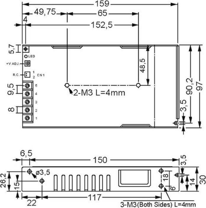 Actual product image MeanWell Power Supply Switch Mode 15V 75W