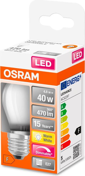 Produktbild Osram Led Retrofit Classic P (E27, 4.80 W, 470 lm, 6 x, F)