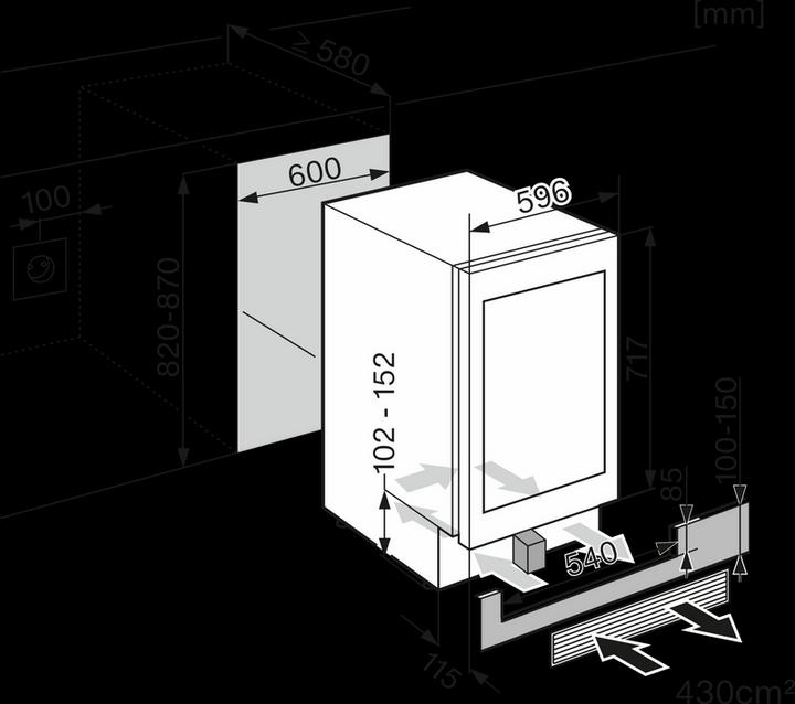 Image du produit Miele KWT 6322 UG-1 sw Armoire à vin UBG 82-87cm 34bouteilles intégrées