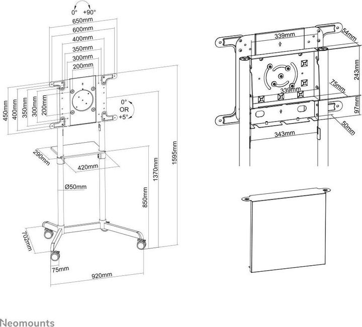 Produktbild Neomounts Mobile Flat Screen Floor Stand (height: ) (70", 70 kg)
