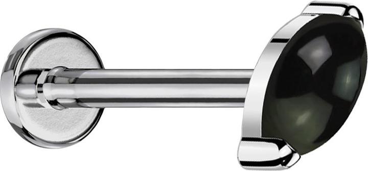 Actual product image Star Piercing Micro Threadless Labret silber Ovaler schwarzer Onyx Stein (without brass, Mineral, Titanium G23)