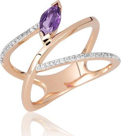 Breuning RING - E.AMETHYST/Brill. 0,18 Ct. H/si (48, 750/18 K Gold)