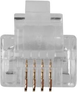 Actual product image RJ11 (6P/4C) modulaire connector for round cable with stranded conductors. Unit: Bag 25 pcs