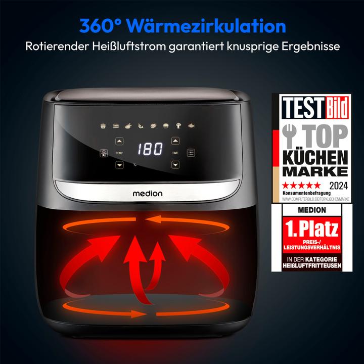 Produktbild Medion Heissluft-Fritteuse MD 10532, 1 kg, Schwarz