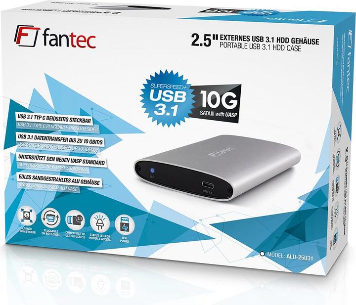 Produktbild Fantec ALU-25U31 SILVER ALU (2.5")