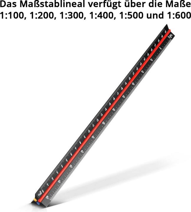 Image du produit Stahlwerk Kit de règles avec règle de mesure multi-angles, règle triangulaire, triangle d'angle (300 mm)