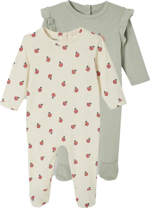 Image du produit Vertbaudet Bio-Kollektion: 2er-Pack Baby Strampler mit Apfelmotiven (50)
